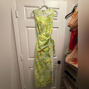Lilly Pulitzer Yellow Floral Maxi Dress with Lace